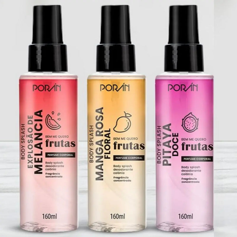 Kit com 3 Body Splash Frangrâncias Frutadas – Porán