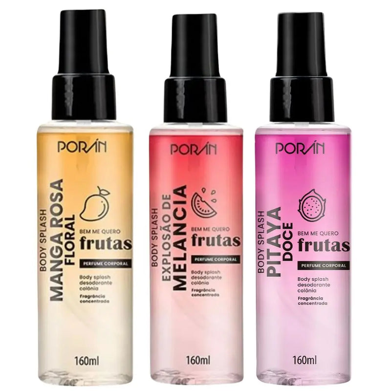 Kit com 3 Body Splash Frangrâncias Frutadas – Porán